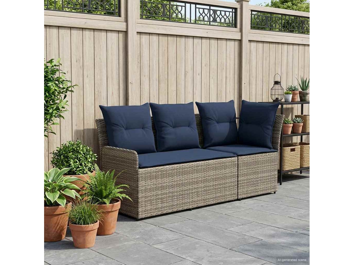 Vidaxl 2 Unid. Sofá De Braços Para Jardim Com Sofá De Canto