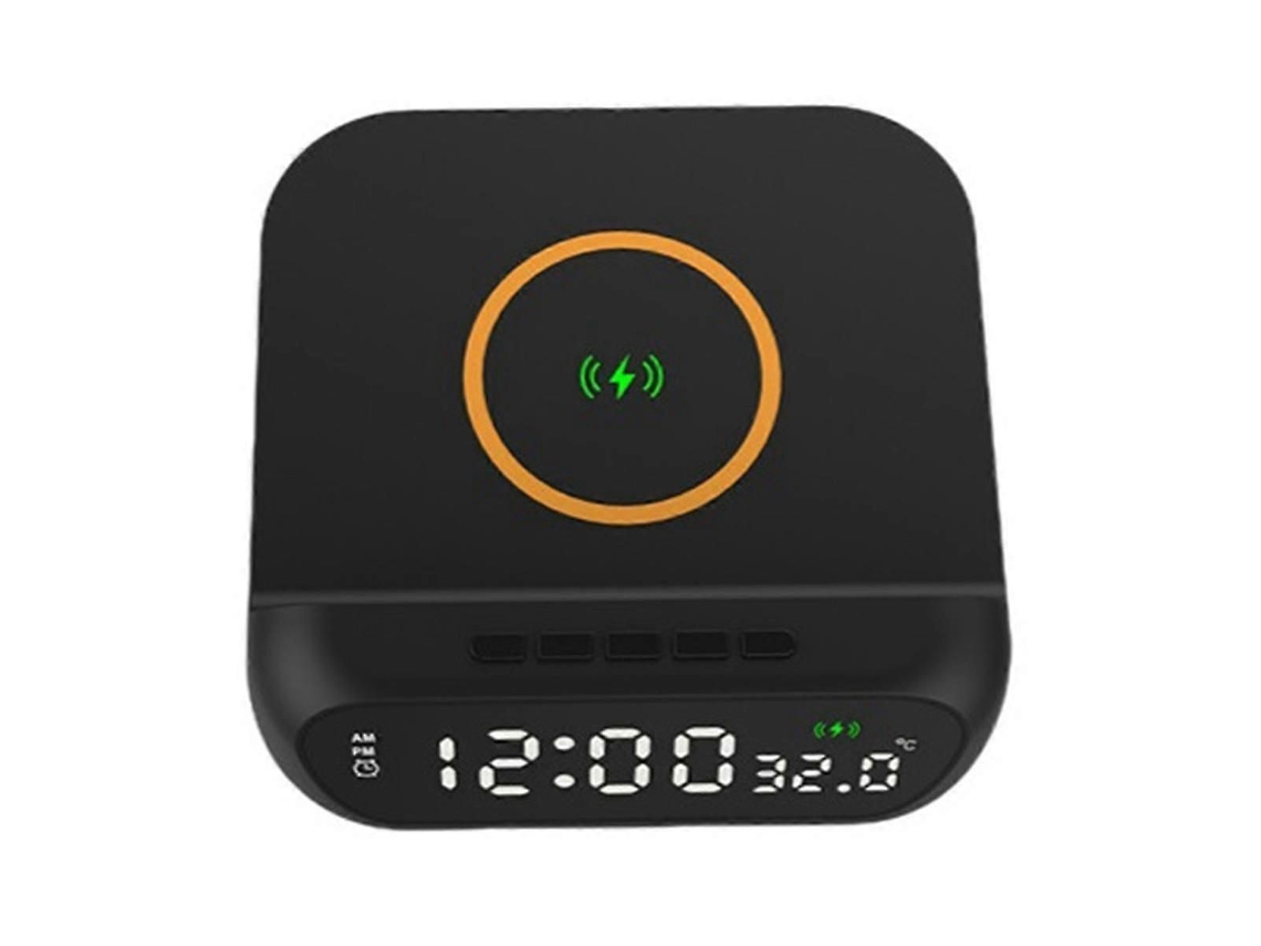 Despertador Digital com Carregamento Sem Fio, Estação de Carregamento Rápido 15 W, Visor Digital Led, Temperatura GOKOCO