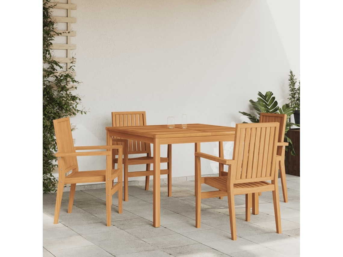 5 Pcs Jogo De Jantar P/ Jardim Madeira De Teca Maciça Dkd Home Decor
