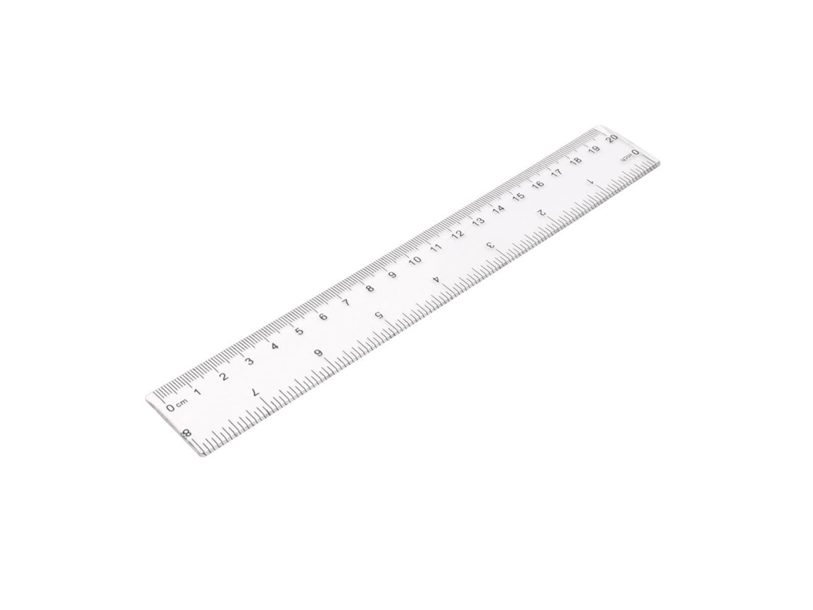 Régua de plástico transparente Fenterxy 20cm 8 Polegadas, ferramenta de medição simples e fina para estudantes.