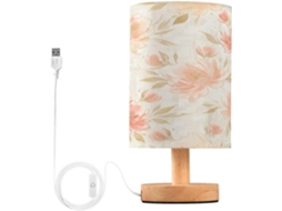 Abajur De Cabeceira Vintage Com Estampa Floral, Luminária De Cabeceira Led, Luminária De Leitura Com Portas Usb E Cúpula