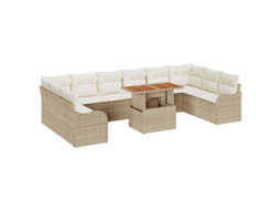 Conjunto 11 Conjunto De Sofá De Jardim Vidaxl Bege Vime Pe (100 X 55 X 73 Cm)