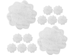 Conjunto De 12 Apliques Autoadesivos De Organza Floral Branca, Versáteis E Respiráveis