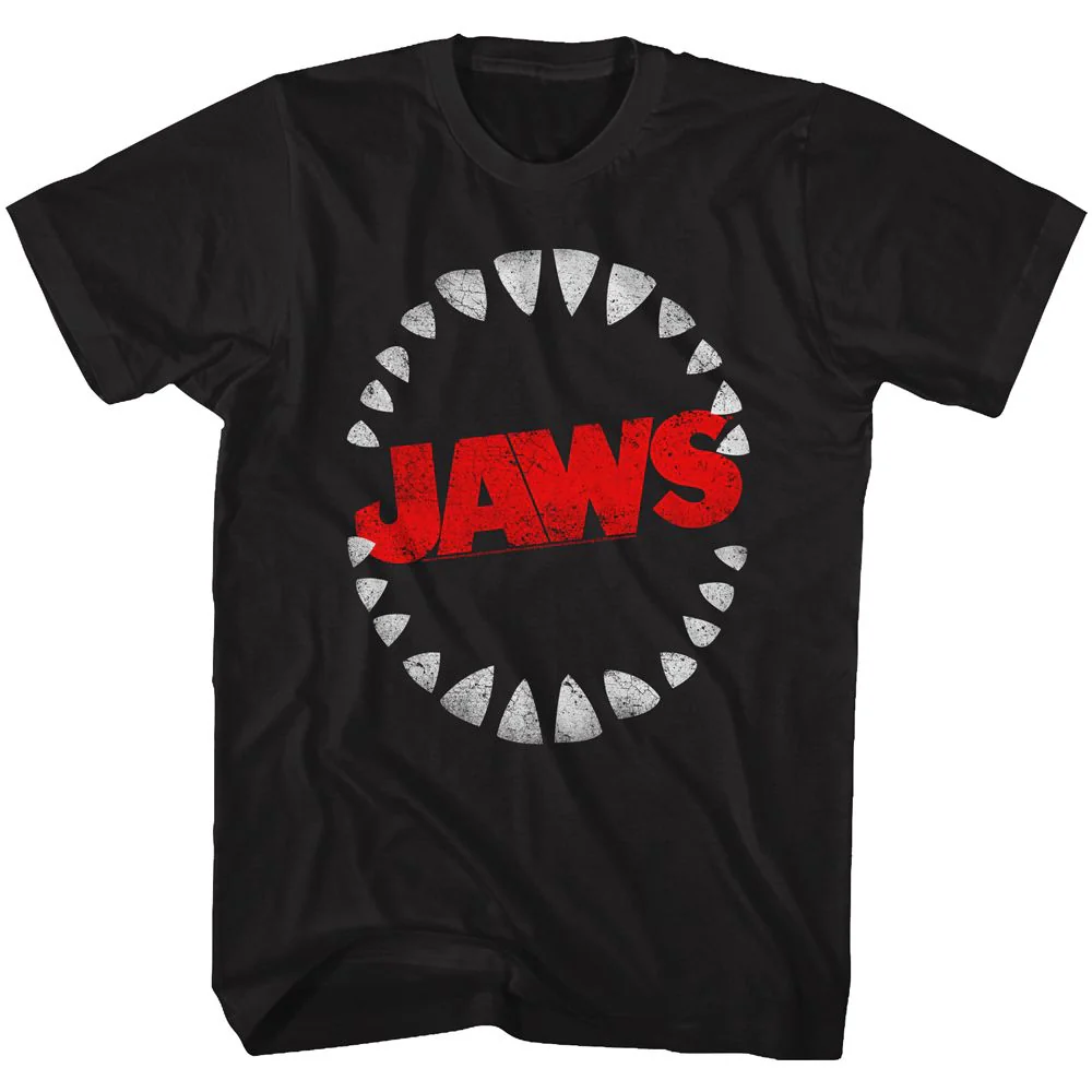 Unisex Adult T-shirt Rockinstone Jaws Movie Teeth Black Sizel