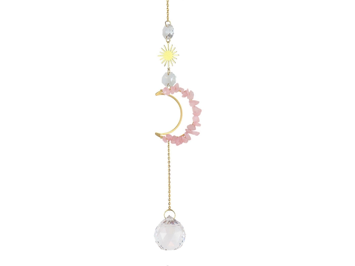Pingente Decorativo Artesanal Com Projeção Solar Em Formato De Lua E Arco-íris Para Decoração De Casa.