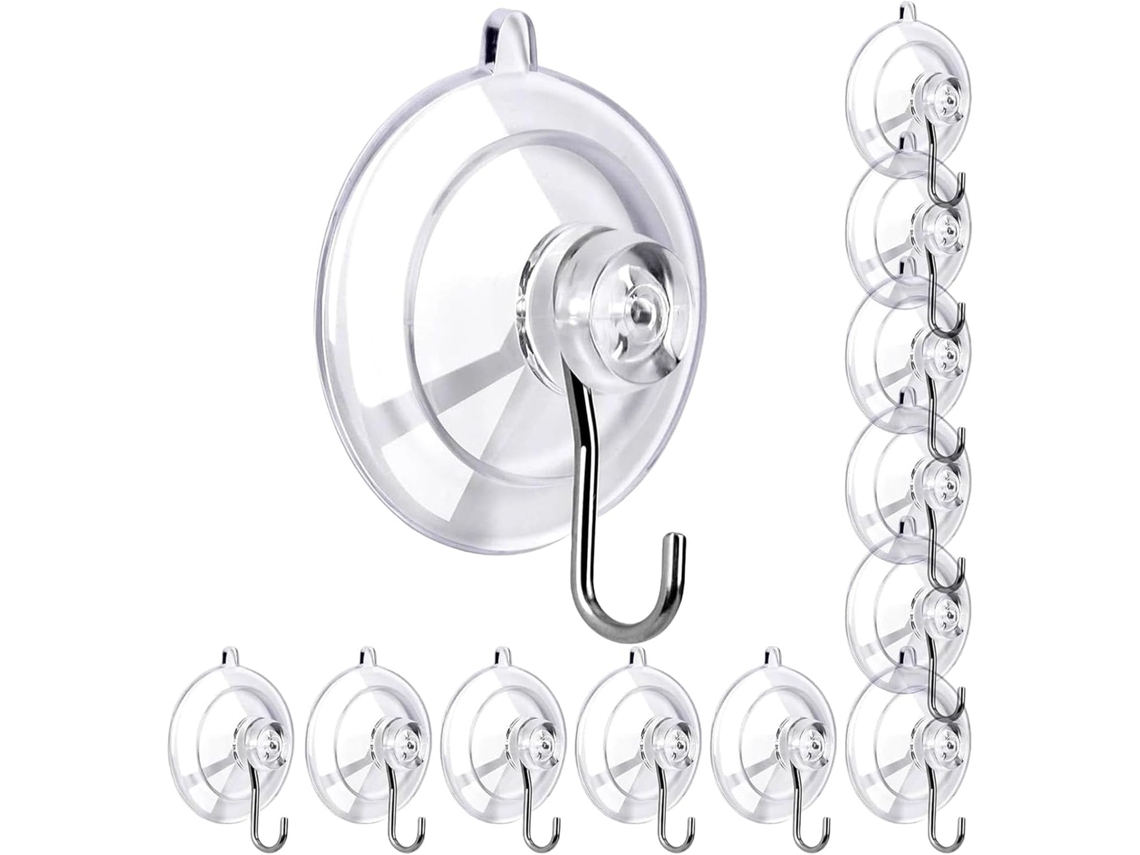 Kit De 12 Ganchos De Ventosa Em Pvc Transparente Com Ganchos De Aço Inoxidável Que Suportam Até 4,5 Kg (10 Libras) Para