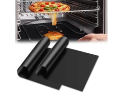 Conjunto De 40 X 50 Cm - Tapete Forno Antiaderente Para Pão E Churrasco, Revestido Com Teflon, Universal, Livre Bpa Resistente, Na Cor Preta