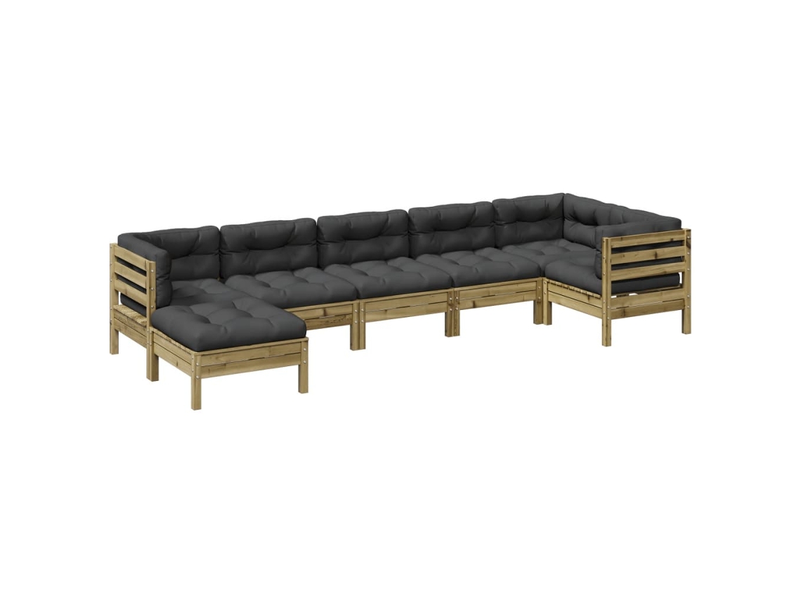Maison Exclusive - 7 Pcs Conjunto Sofás De Jardim C/ Almofadões Pinho Impregnado