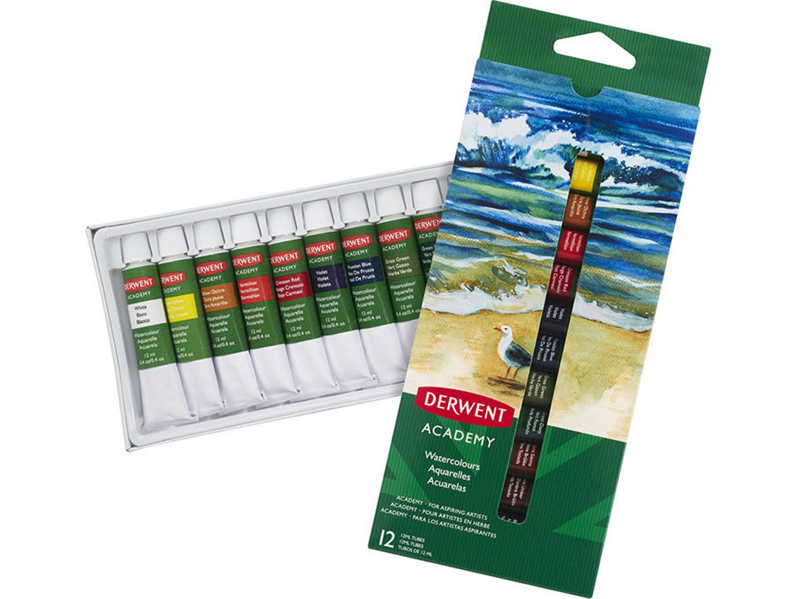 Conjunto Aguarela DERWENT Academy 12 tubos 12ml