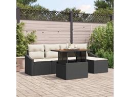 Vidaxl Conjunto De Sofá De Jardim 6 Unid. Preto E Creme