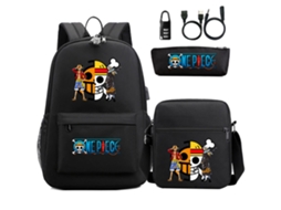 One Piece com Trava de Senha Mochila KOHREE de Estudante de Três Peças