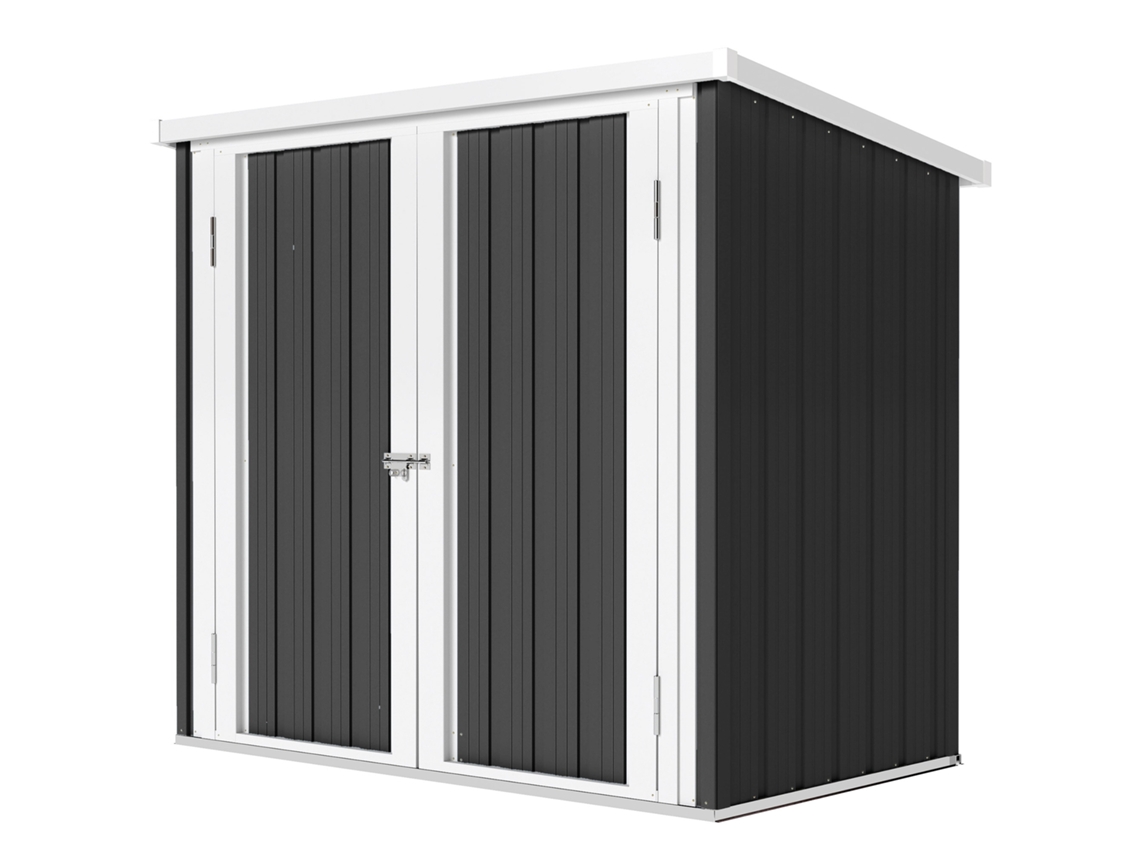 Casa de Jardim em Chapa de Aço com Porta Dupla 147x86x134cm Preto e Branco BTFORUS