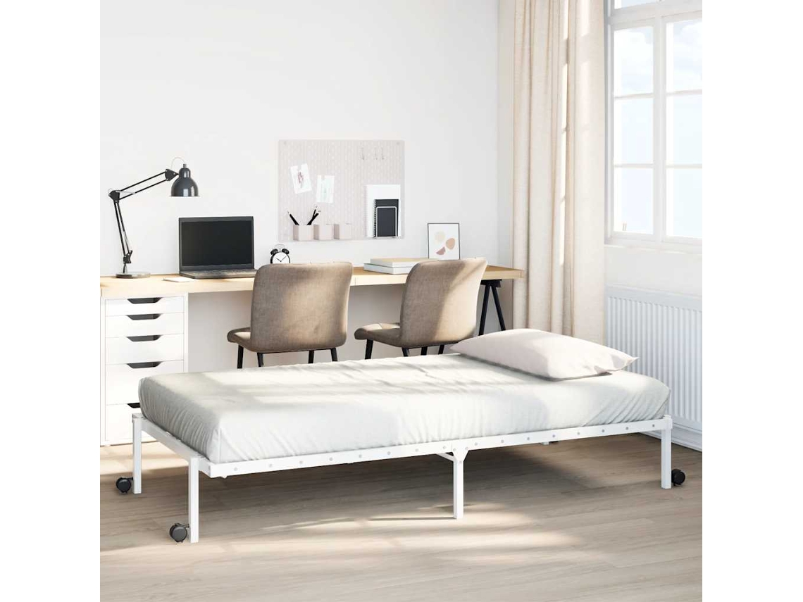 Vidaxl Estrutura De Cama Sem Colchão Dobrável 107x203 Cm Aço Branco