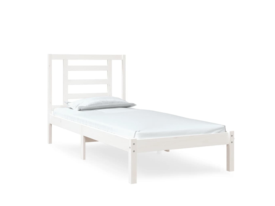 Estrutura de Cama Pequena Solteiro MAISON EXCLUSIVE em Madeira Maciça Branca 75x190 cm