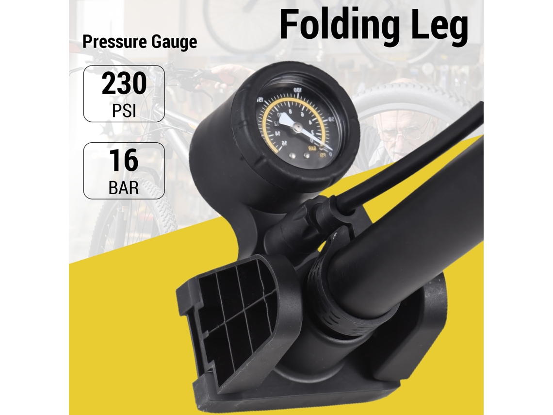 Bomba de Chão Mali com Manômetro 230psi e Pedal Plegável