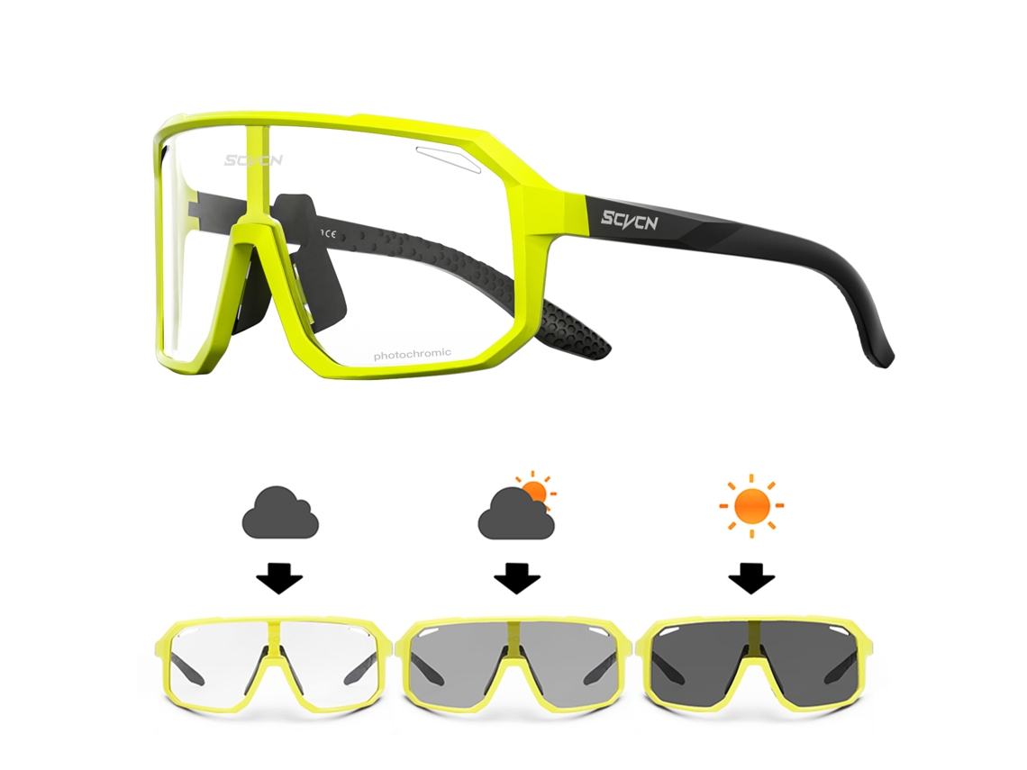 Óculos de Ciclismo Fotocromáticos Unissex, Proteção Uv400, Adequados para Esportes Ao Ar Livre. MDUG (amarelo)