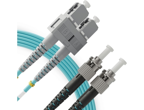 Cabo de Fibra Ótica Sc a St Om3 Multimodo Duplex 15 Metros 1 Unidade Cordão Duplo Fibra Óptica Upc/Upc 50/125 Lszh BEYONDTECH