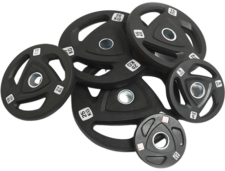 Conjunto De Discos Olímpicos Premium 290kg Tri Grip 50mm Uso Profissional Em Ginásio Ou Home Gym Avançado Ph Fitness