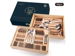 Conjunto de Talheres Domésticos Em Aço Inoxidável (84 Peças)