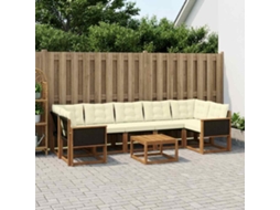 Vidaxl Conjunto De Sofás Para Exterior 8 Unid. Natural E Creme