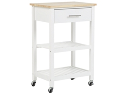 Carrinho de cozinha BELIANI Hiuma de Madeira de seringueira, MDF Branco 58x40x86