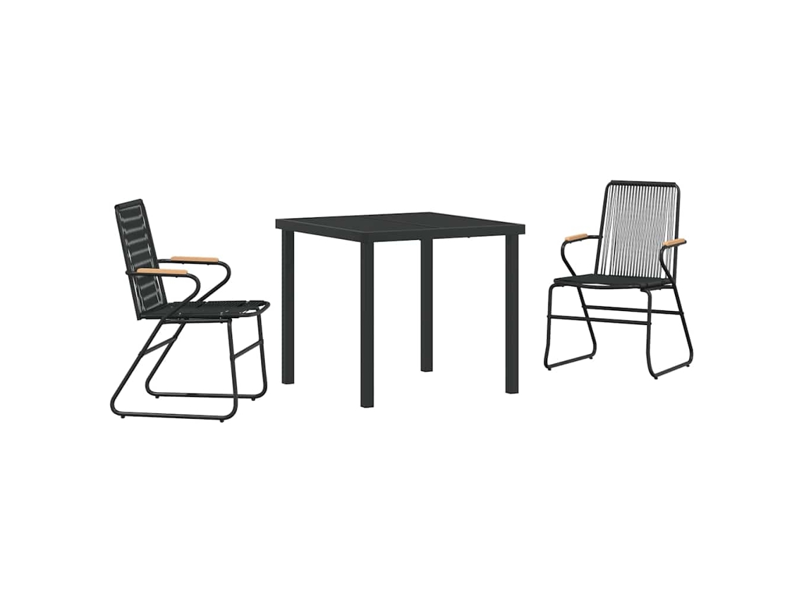 Maison Exclusive - Conjunto De Jantar Para Jardim 3 Pcs Preto Aço Revestido A Pó