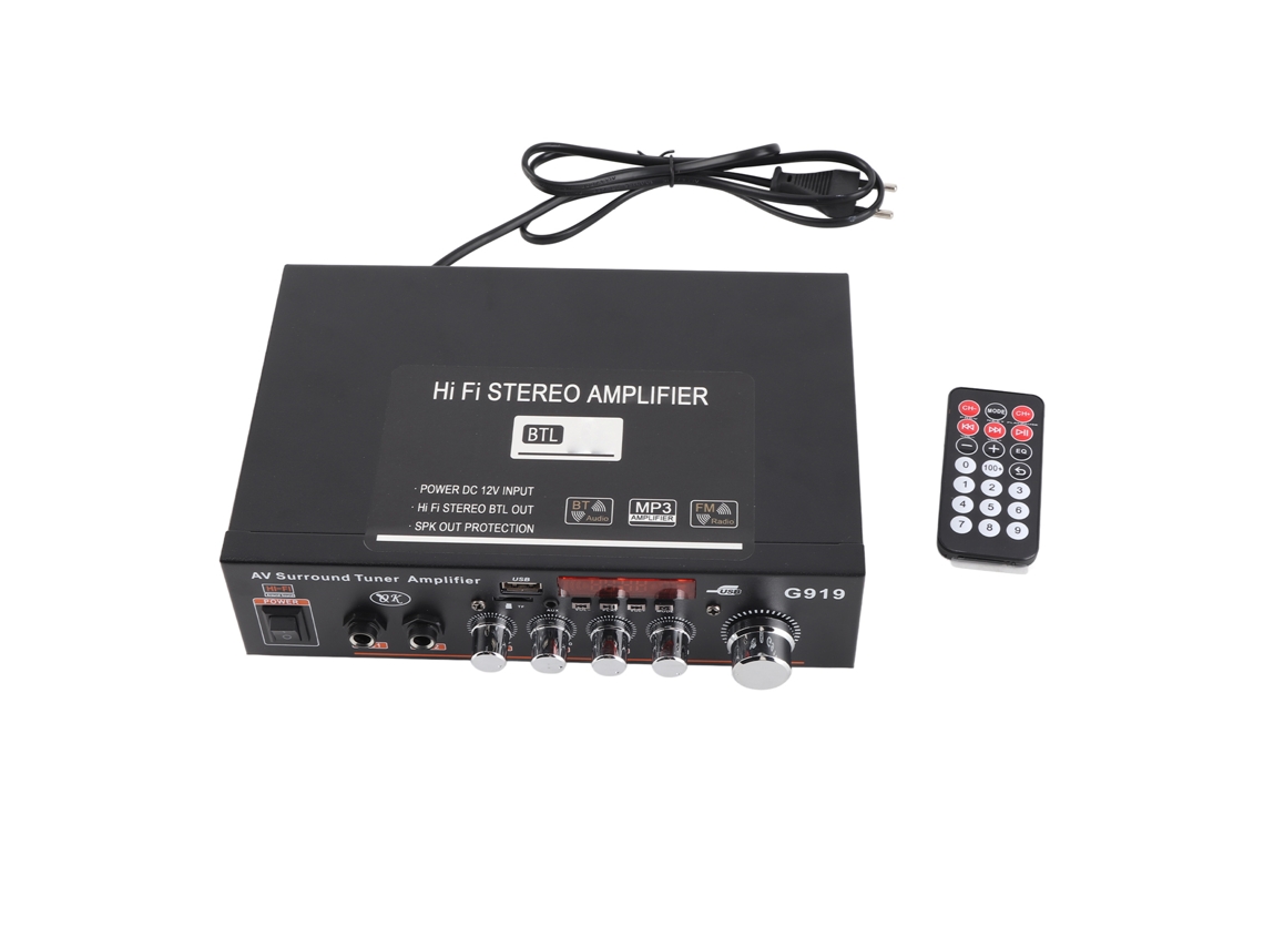 Amplificador Bluetooth 919 Mini Com Fm E Cartão