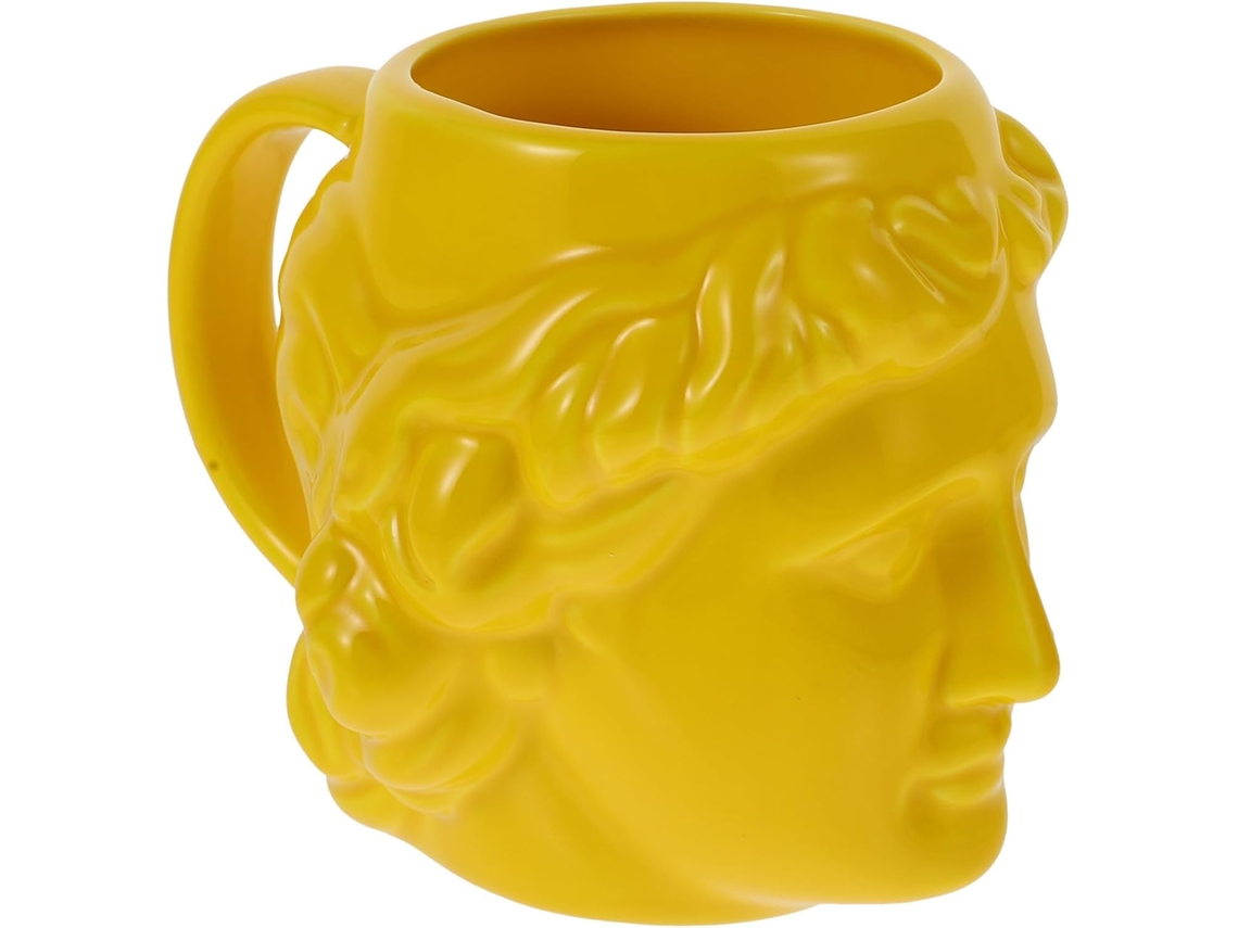 Caneca Gatuida Com Cabeça De Davi Em Cerâmica E Pinha, Estilo Retrô