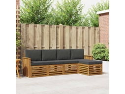 Vidaxl Conjunto De Sofás Para Exterior 5 Unid. Natural E Antracite