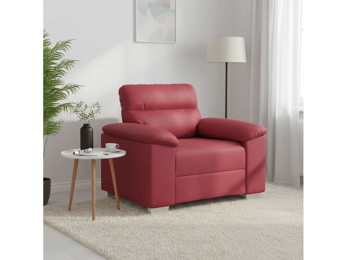 Vidaxl Poltrona 100x81x84 Cm Couro Artificial Vermelho Tinto