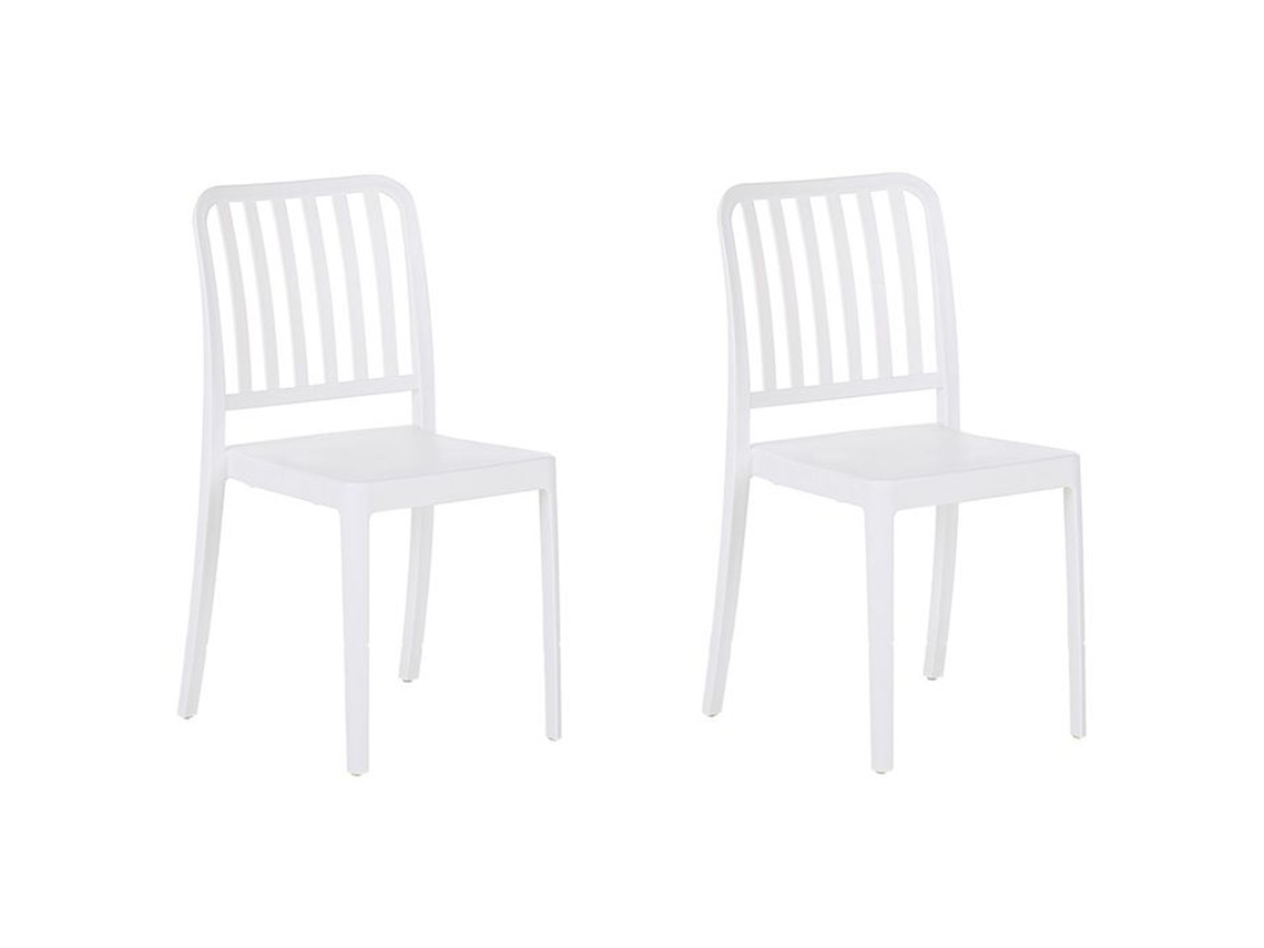 Conjunto De 2 Cadeiras De Jardim Beliani Sersale De Material Sintético Branco 42x47x82