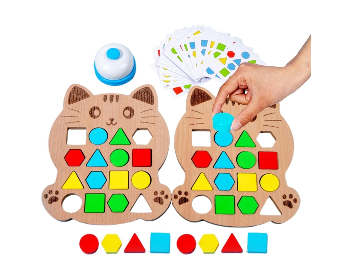 Quebra Cabeça De Formas Madeira Tabuleiro Bloco Geométrico Com Design Animais Desenho Animado