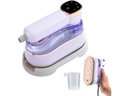 Ferro a vapor portátil 2 em 1 com visor LED, 1200 W e aquecimento rápido em 15 segundos.