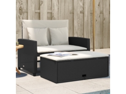 Vidaxl Sofá De Jardim Com Almofadões 2 Lugares Vime Pe Preto