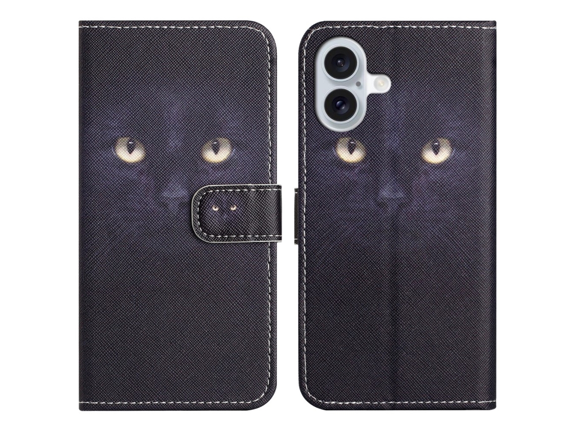 Capa Em Couro Pu Para Apple Iphone 16 Plus - Olho De Gato