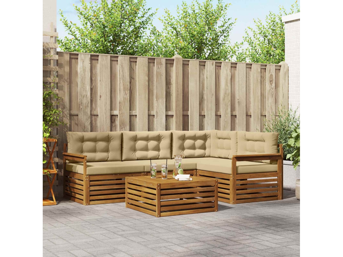 Vidaxl Conjunto De Sofás Para Exterior 5 Unid. Natural E Bege