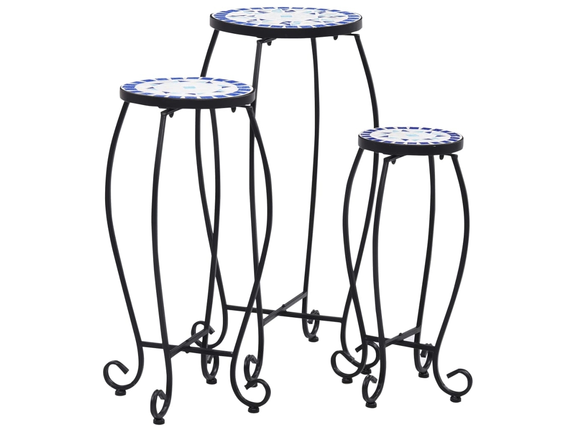 Conjunto 3 Mesa Vidaxl Azul Cerâmica (30 X 30 X 70 Cm)