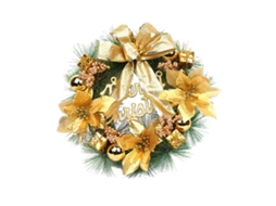 Guirlanda de Natal com Laço Dourado, 30cm LAXISCREED