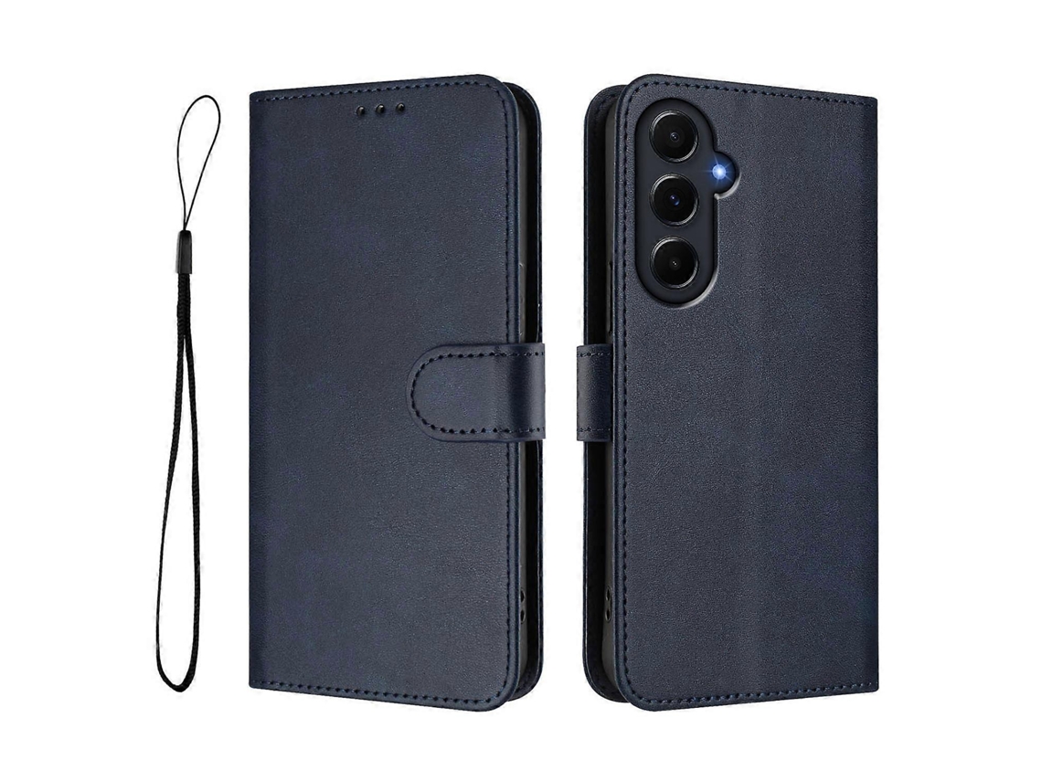 Capa Tipo Carteira Com Bloqueio Rfid E Textura De Bezerro Para Samsung Galaxy A55 5g, Capa De Celular Com Alça, Azul