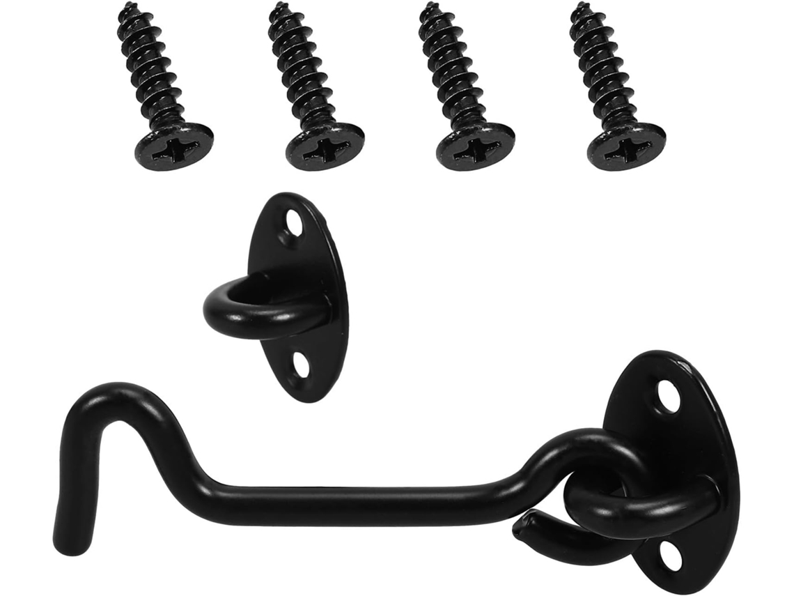 Trava De Segurança Porta Celeiro 4 Polegadas Em Aço Inoxidável Preto, Com Gancho Porta De Correr, Ideal