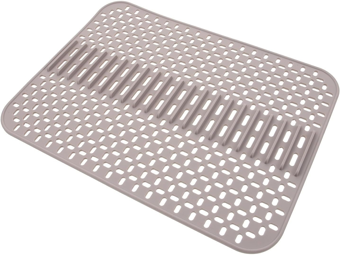 Tapete De Silicone Para Pia Cozinha Com Design Vazado E Proteção Antirriscos, Tapete Quadrado Para Secar Pratos E Copos