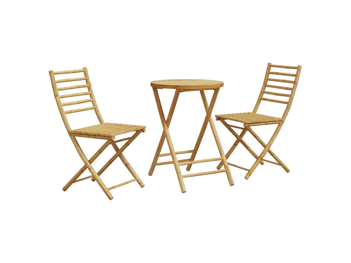 Vidaxl 3 Pcs Conjunto De Bistrô Em Bambu