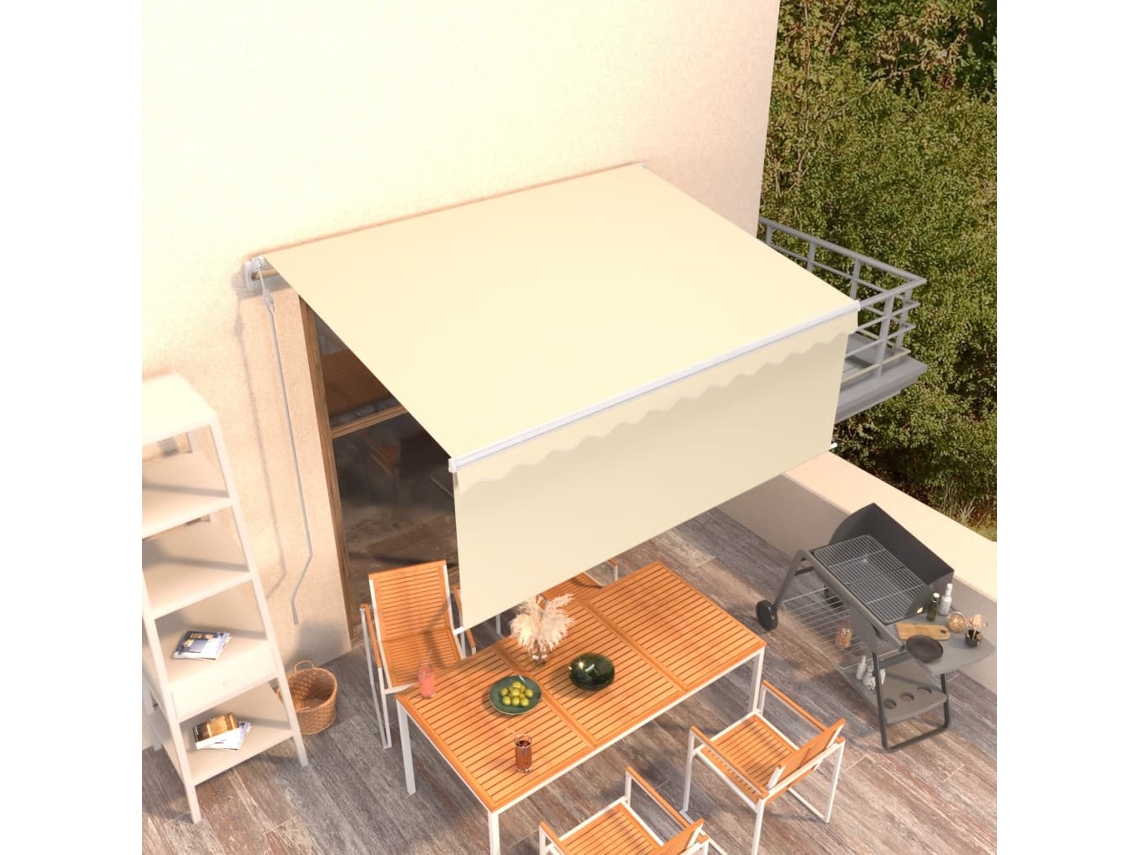 Vidaxl Toldo Retrátil Automático Com Estore 3,5x2,5 M Cor Creme