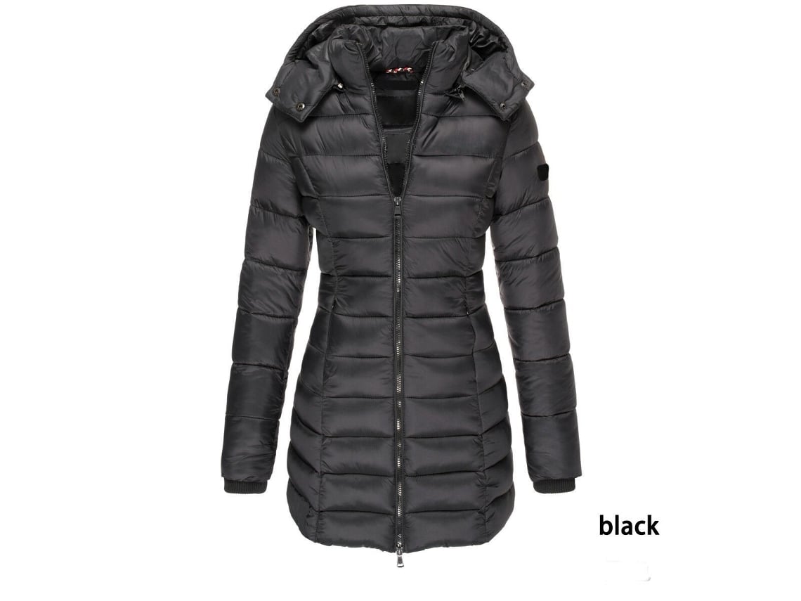 Casaco Acolchoado Grosso Quente Feminino com Capuz Destacável
