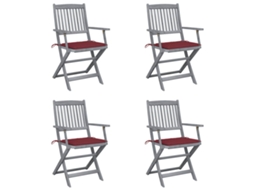 Vidaxl Cadeiras Exterior Dobráveis C/ Almofadões 4 Pcs Acácia Maciça