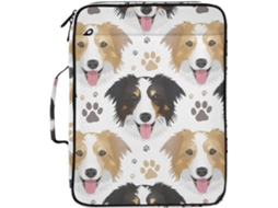 Pasta Expansível Com Estampa De Border Collie Fofo, Organizador Com 7 Bolsos, Fichário De 3 Argolas E Compartimento Com