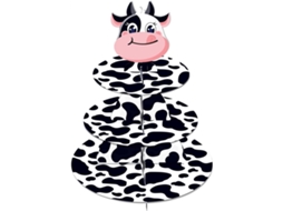 Suporte Para Cupcakes De 3 Andares Com Estampa Vaca, Redondo Papelão Cupcakes, Decoração Vaca Leiteira Chá Bebê E Festa Aniversário.