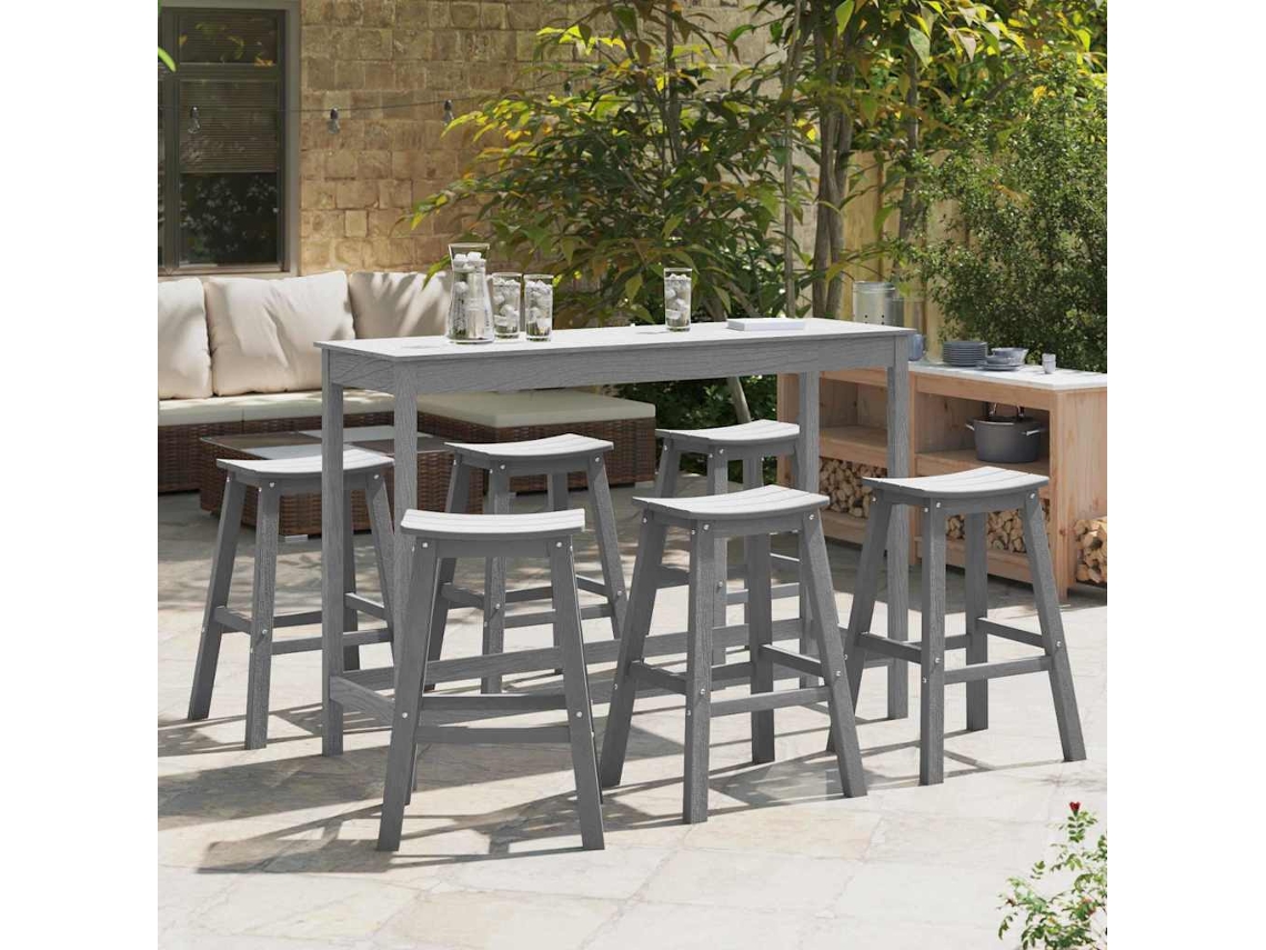 Vidaxl Conjunto De Bar Do Jardim 6 Unid. Cinzento-claro Hdpe