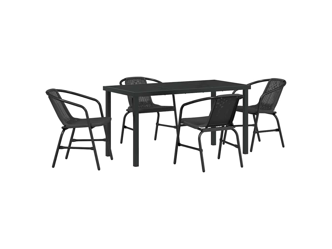 Conjunto de Jantar para Jardim 5 Pcs Preto Aço Revestido a Pó MAISON EXCLUSIVE