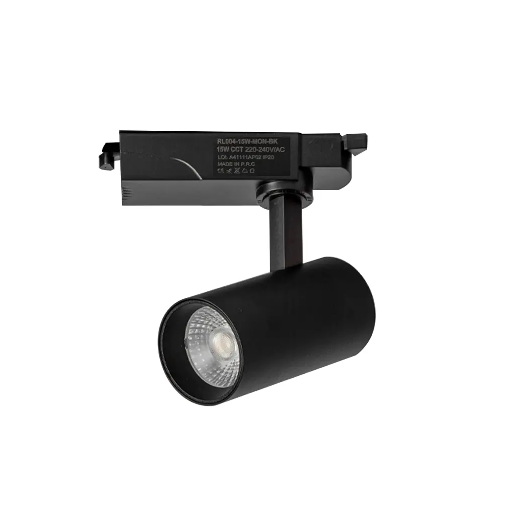 Foco Led para Calha Monofásica 15w Cct Selecionável 27k 4k 6k Orientável Preto ALPINALUZ